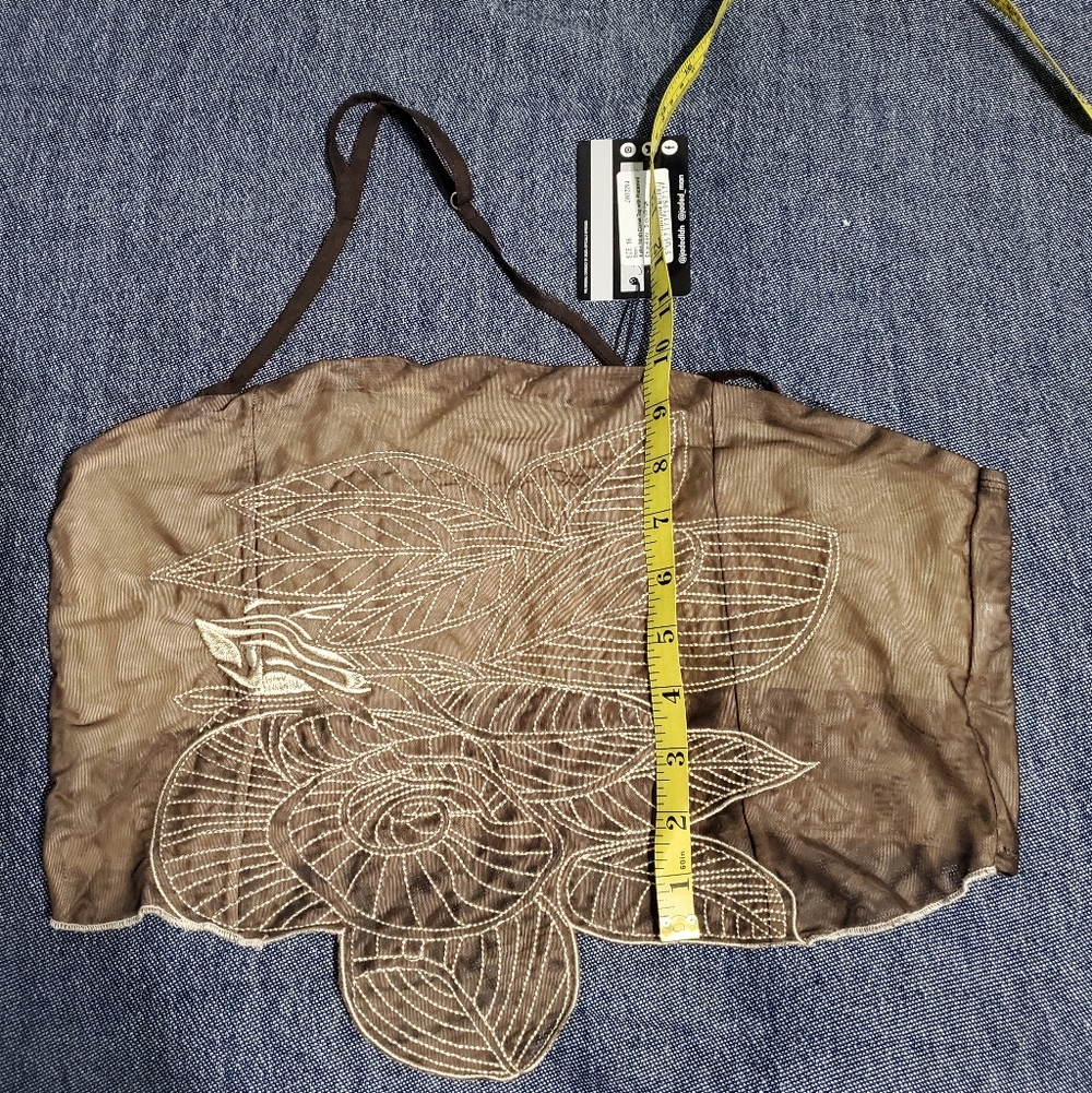 Jaded London | Rebirth Halter Mesh Corset Top Embroidered US 12 Brown - Picture 12 of 12